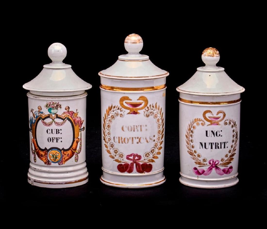 3 FRENCH PORCELAIN APOTHECARY JARS (1 of 2)