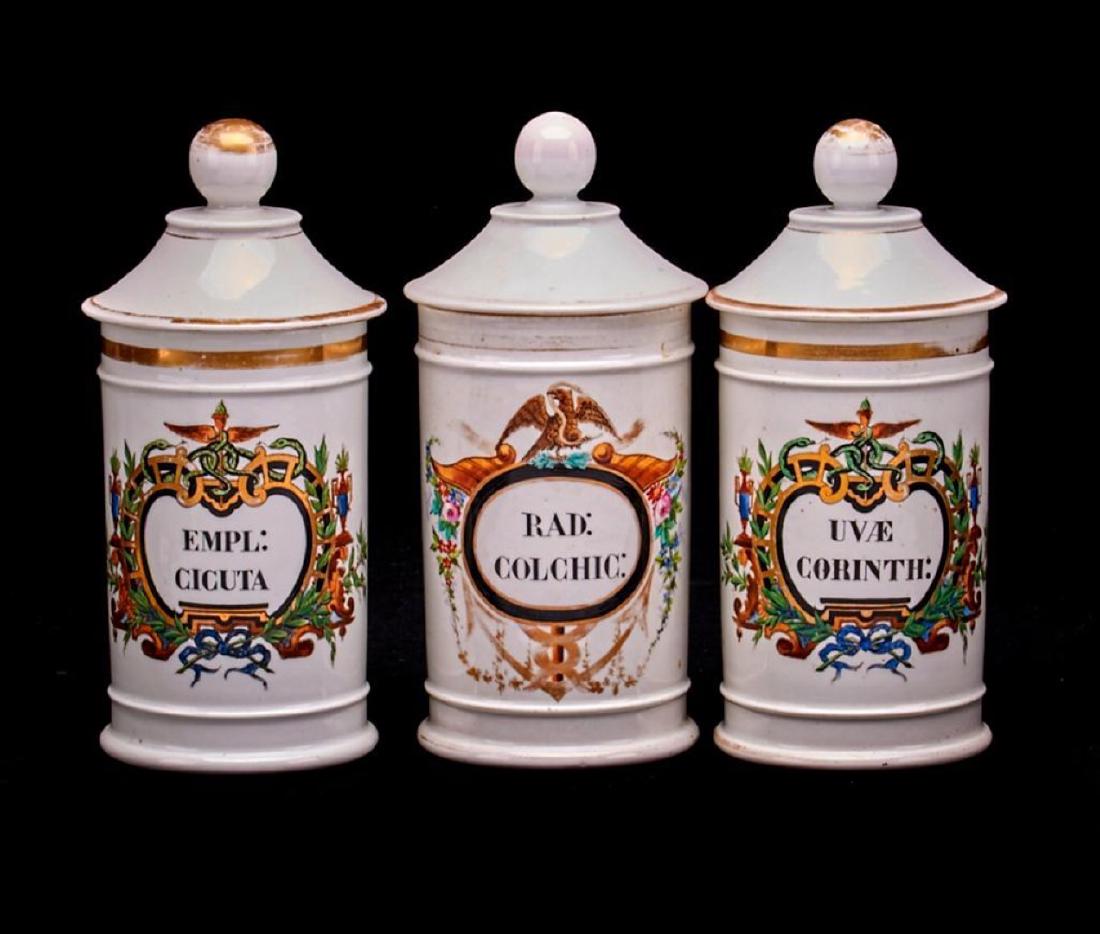 3 FRENCH PORCELAIN APOTHECARY JARS FOR MEXICAN MARKET (1 of 2)