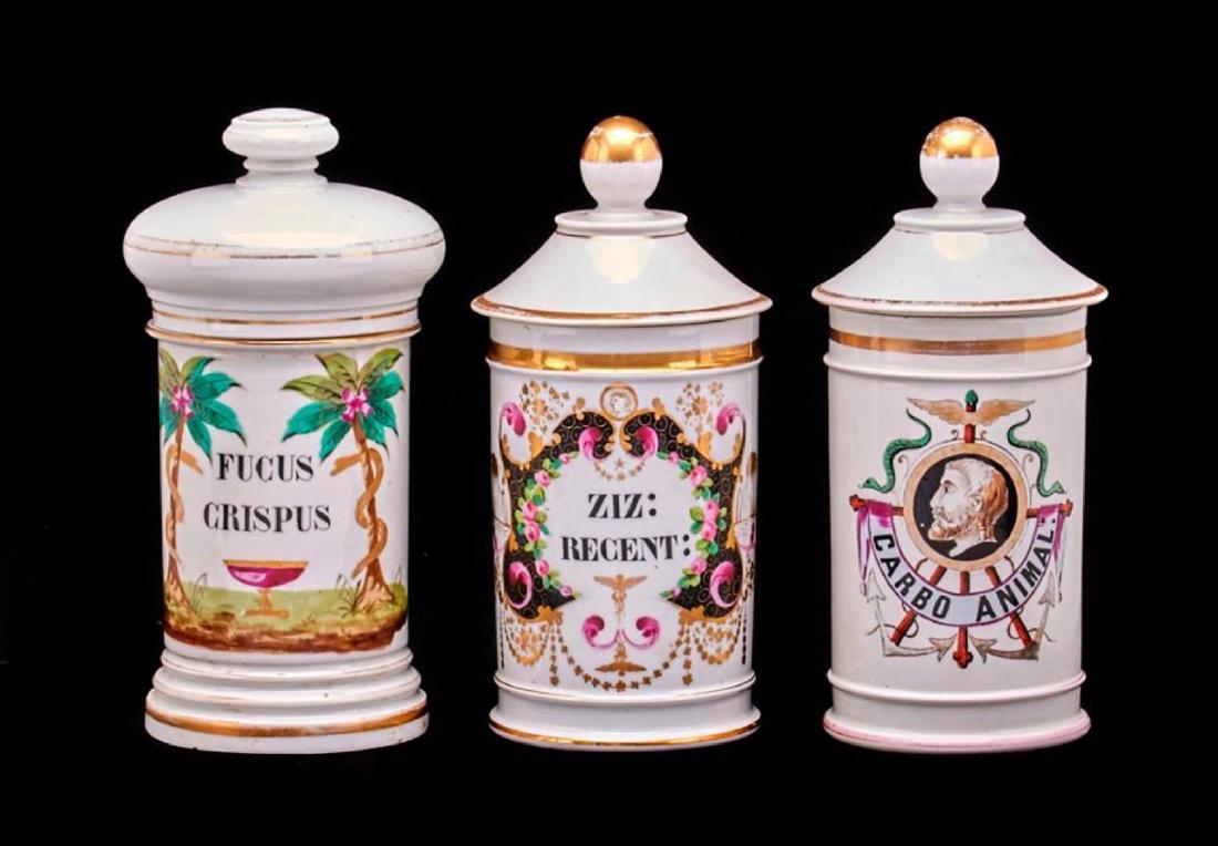 3 FRENCH PORCELAIN APOTHECARY JARS (1 of 2)
