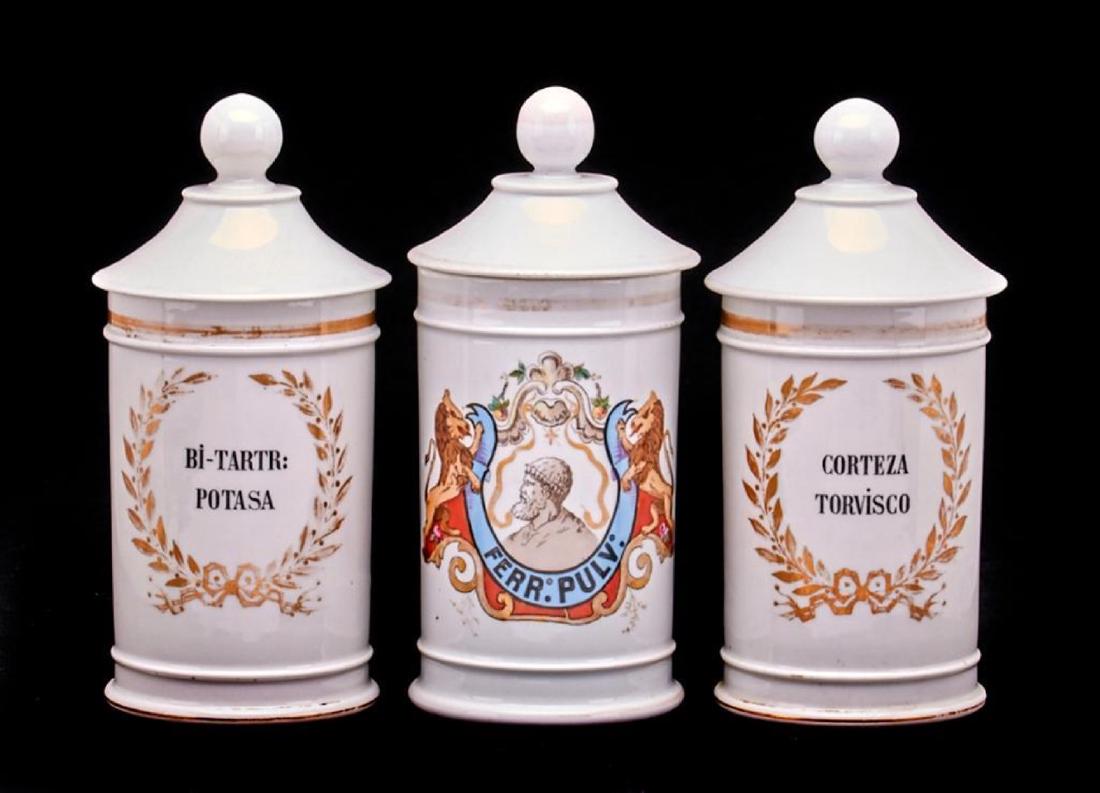 3 FRENCH PORCELAIN APOTHECARY JARS (1 of 2)