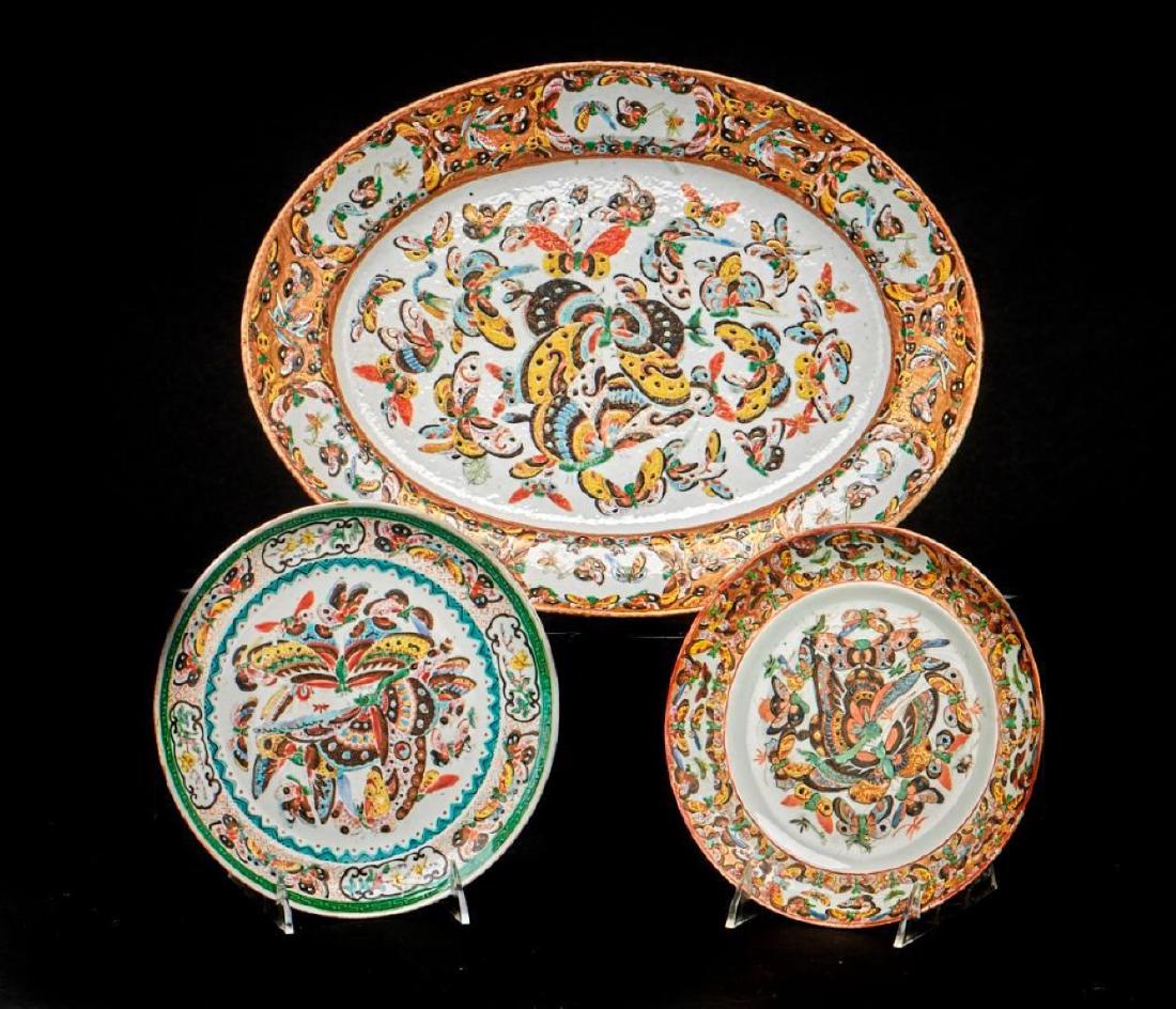 CHINESE 1000 BUTTERFLIES PLATTER & 2 PLATES (1 of 1)