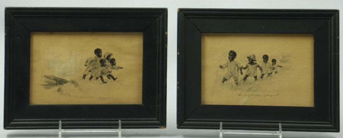 PAIR BLACK MEMORABILIA PEN & INK, LILLIAN BAINE (1 of 4)