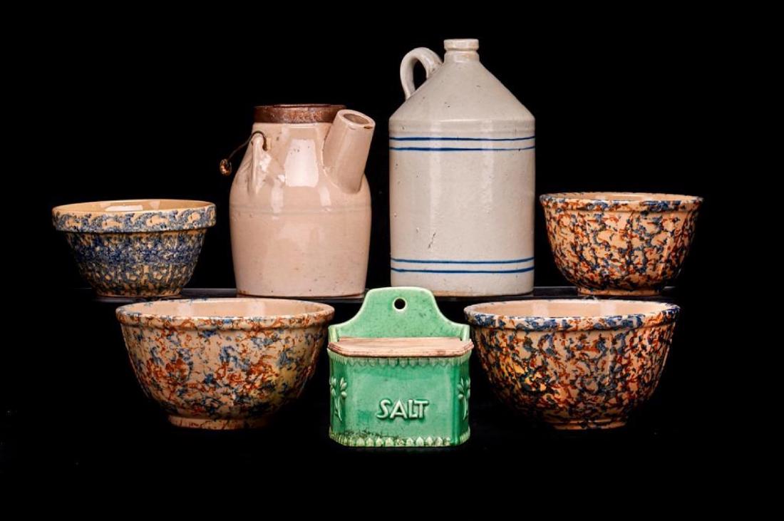 7 PIECES KITCHEN STONEWARE OR POTTERY (1 of 2)