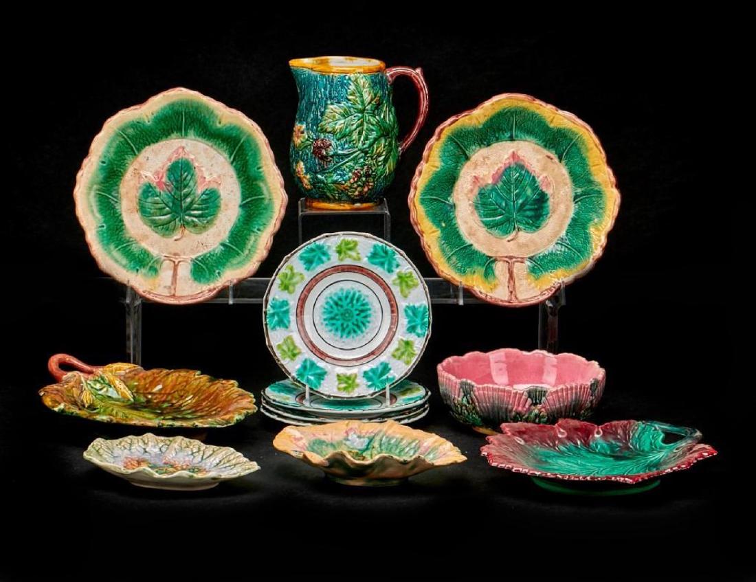 2 PIECES ETRUSCAN & 9 OTHER MAJOLICA PIECES (1 of 2)