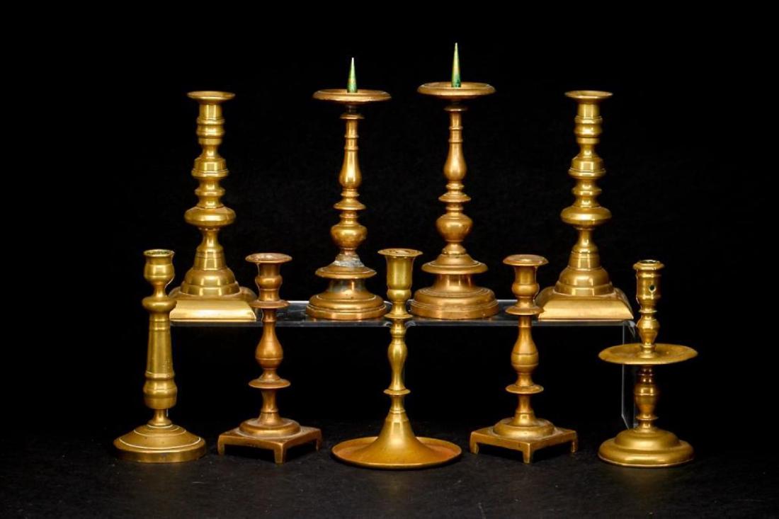 3 PAIRS OF BRASS CANDLESTICKS & 3 SINGLE CANDLESTICKS (1 of 1)