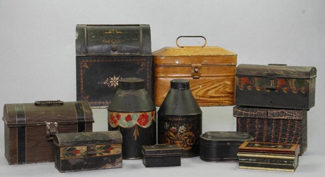 11 PAINT DECORATED TOLE CONTAINERS (1 of 3)