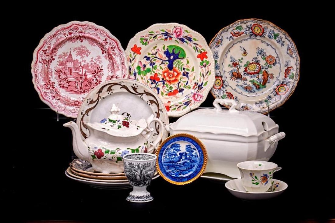 15 PIECES STAFFORDSHIRE & OTHER ENGLISH POTTERY (1 of 2)