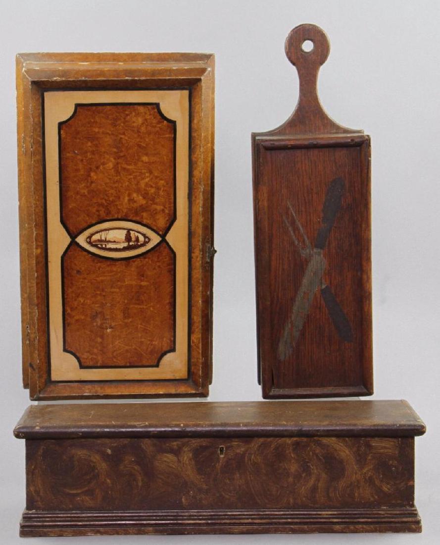 HANGING CANDLE BOX & 2 PAINT DECORATED BOXES (1 of 4)