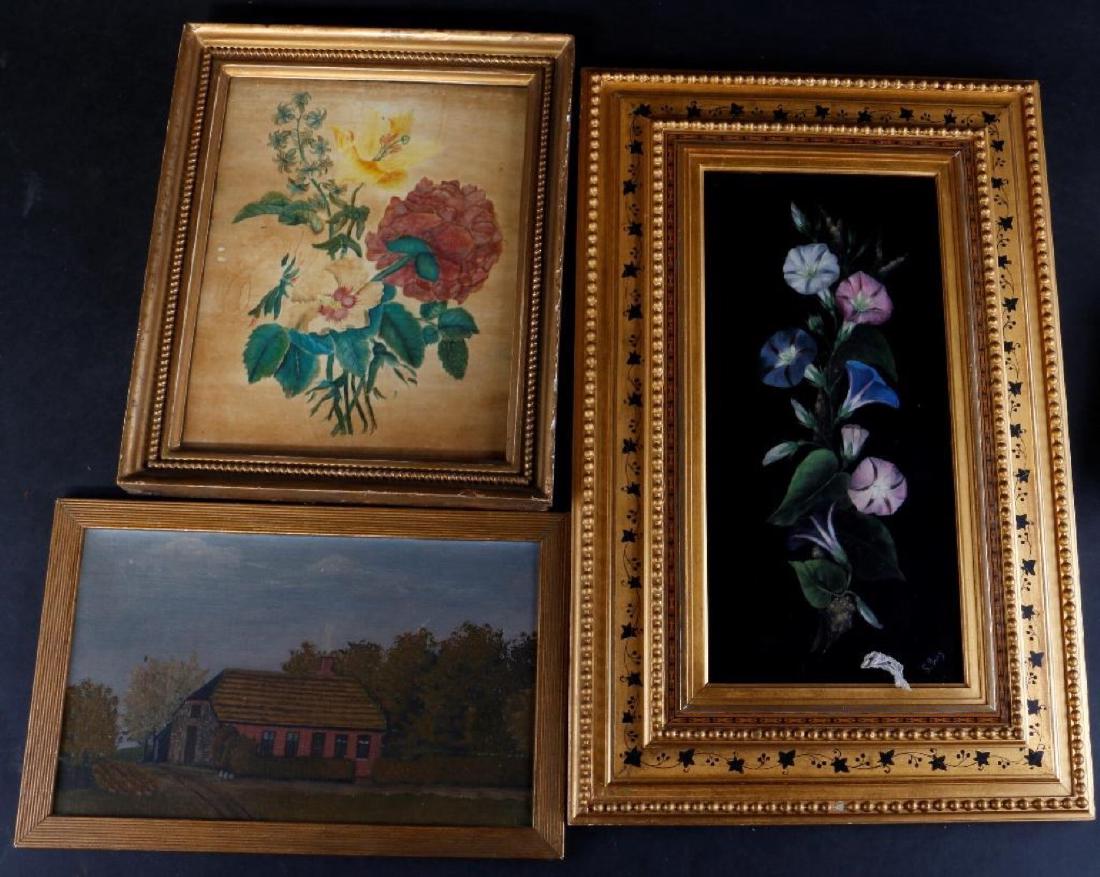5 VICTORIAN FLOWER PICTURES & 2 RUSTIC LANDSCAPES (1 of 5)