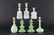 6 BOHEMIAN COLORED GLASS DRESSER BOTTLES & DRESSER JAR - 2