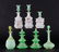6 BOHEMIAN COLORED GLASS DRESSER BOTTLES & DRESSER JAR - 3