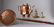 COPPER BED WARMER, KETTLE & 2 BRASS CHAMBER CANDELSTICK
