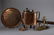 COPPER BED WARMER, KETTLE & 2 BRASS CHAMBER CANDELSTICK - 4