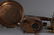 COPPER BED WARMER, KETTLE & 2 BRASS CHAMBER CANDELSTICK - 5