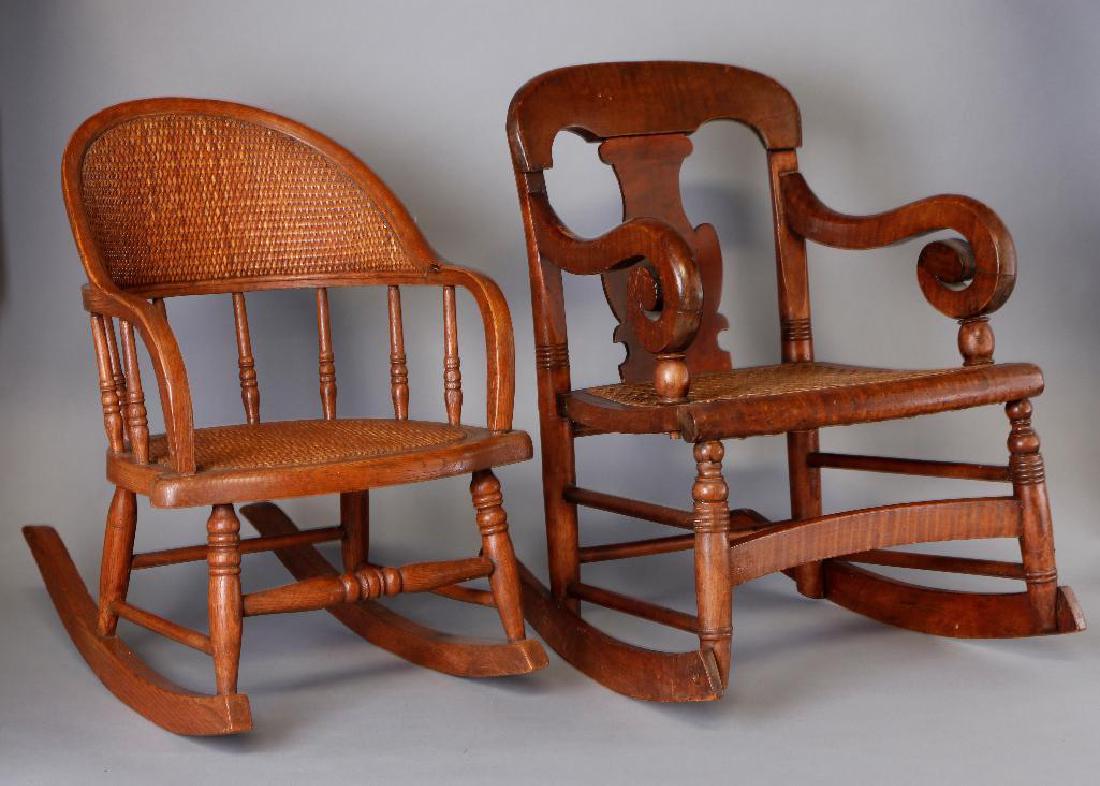 2 AMERICAN CHILD'S ROCKING CHAIRS: LATE 19TH/EARLY 20TH CENTURY GREATEST HEIGHT 21 1/2 INCHES.