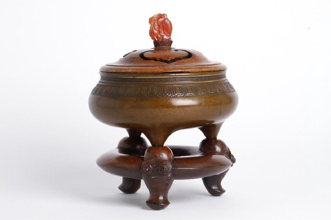 A BRONZE CENSER WITH COVER (1 of 4)