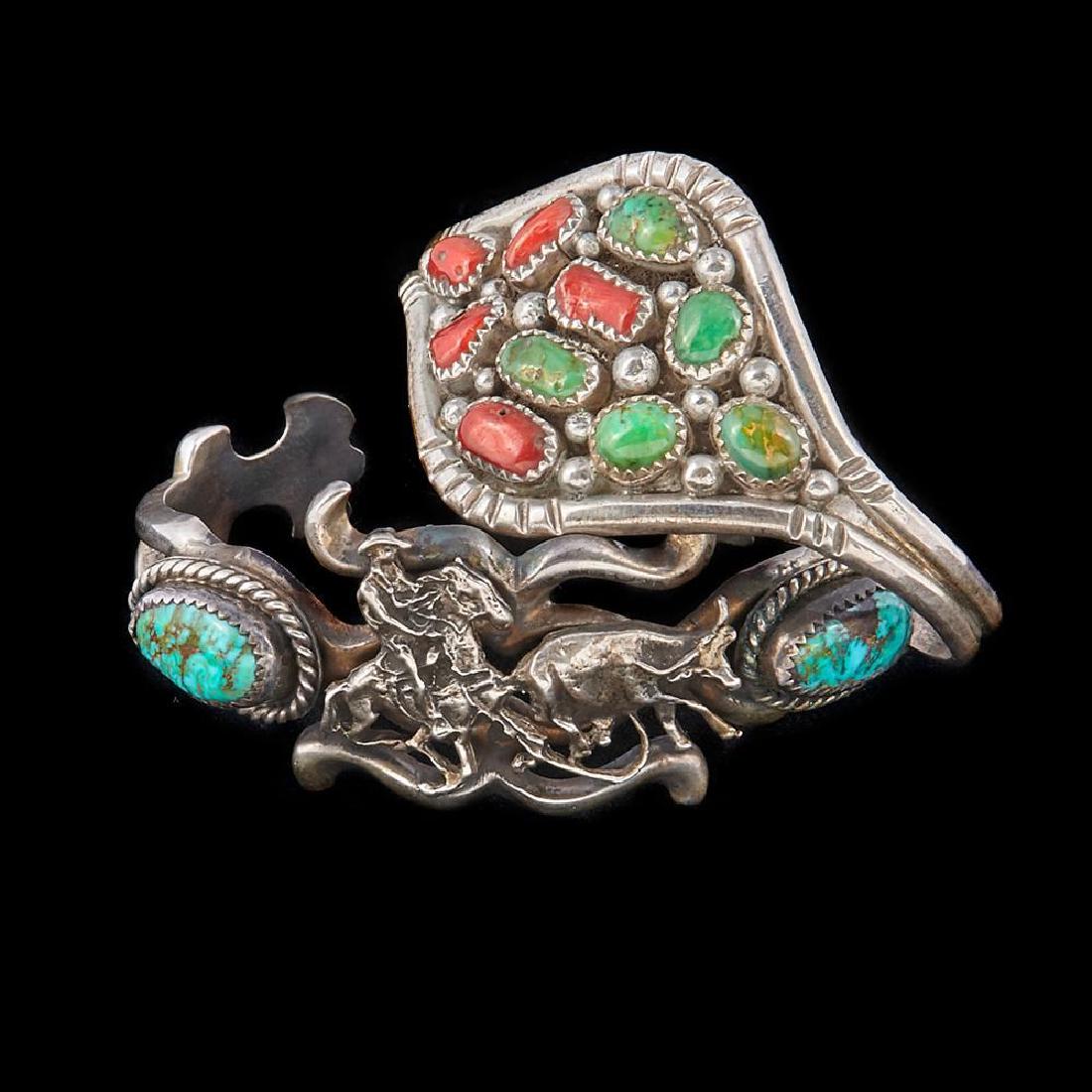 SOUTHWEST NATIVE AMERICAN CUFF BRACELETS: A miscellaneous grouping of four