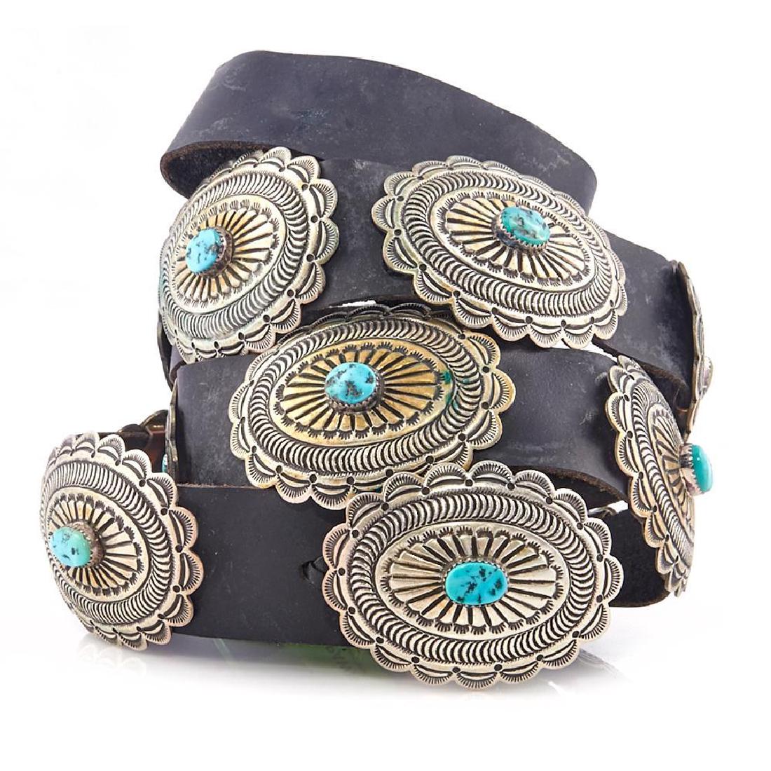 A NAVAJO CONCHO BELT (1 of 3)