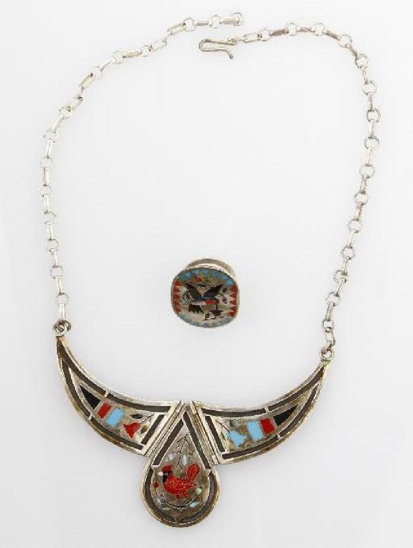 ZUNI INLAY NECKLACE AND RING (1 of 3)
