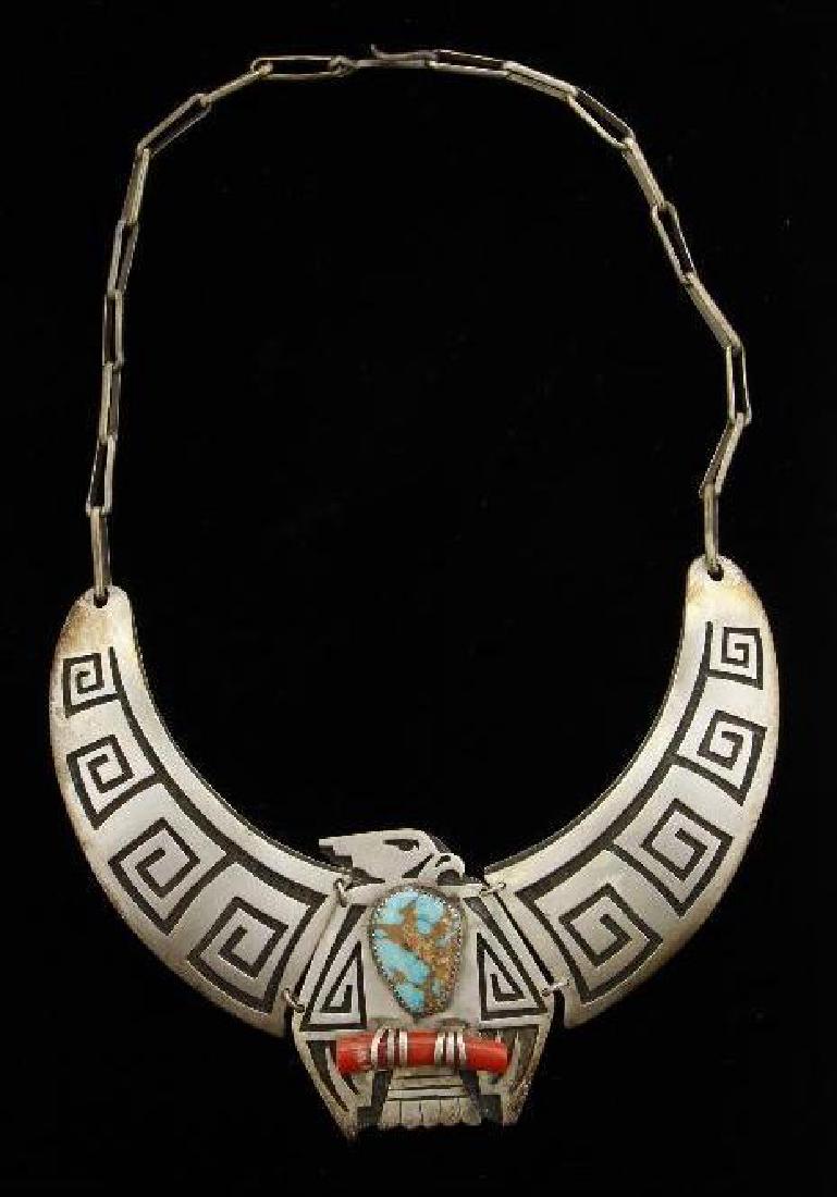 SOUTHWEST NATIVE AMERICAN JEWELRY: Old Pawn Native American jewelry, consisting of a silver, turquoise and coral necklace.