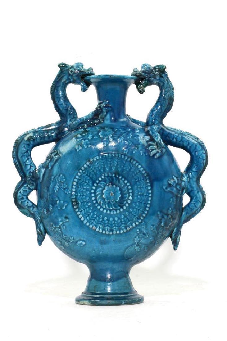 CHINESE EARTHENWARE MOON FLASK: Height: 16 inches Condition: overall condition good
