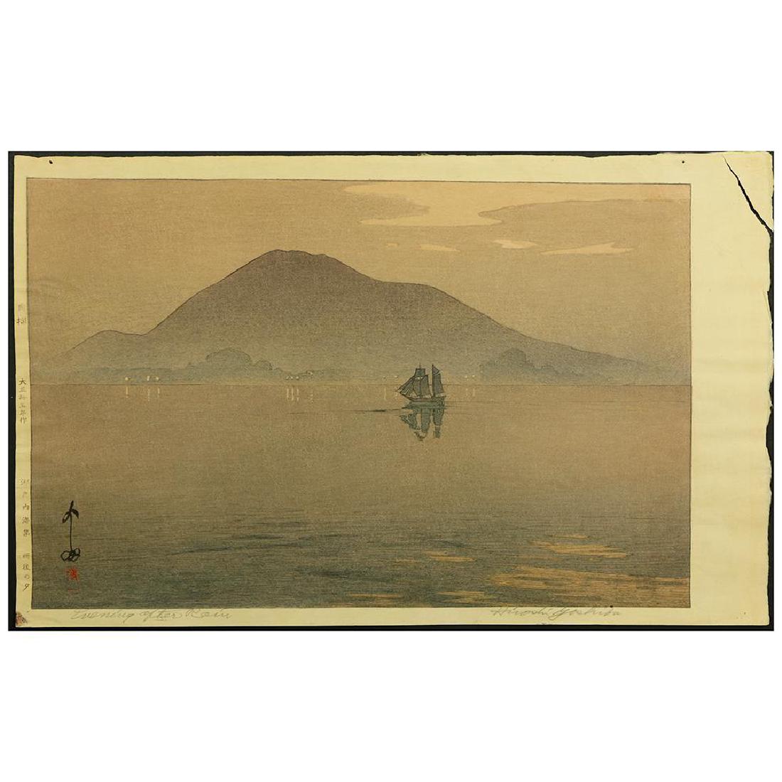 YOSHIDA HIROSHI (1876-1950): Japanese Woodblock Print Pencil signed toned, early impression Height: 10 3/4 inches ‹Width: 16 3/4 inches