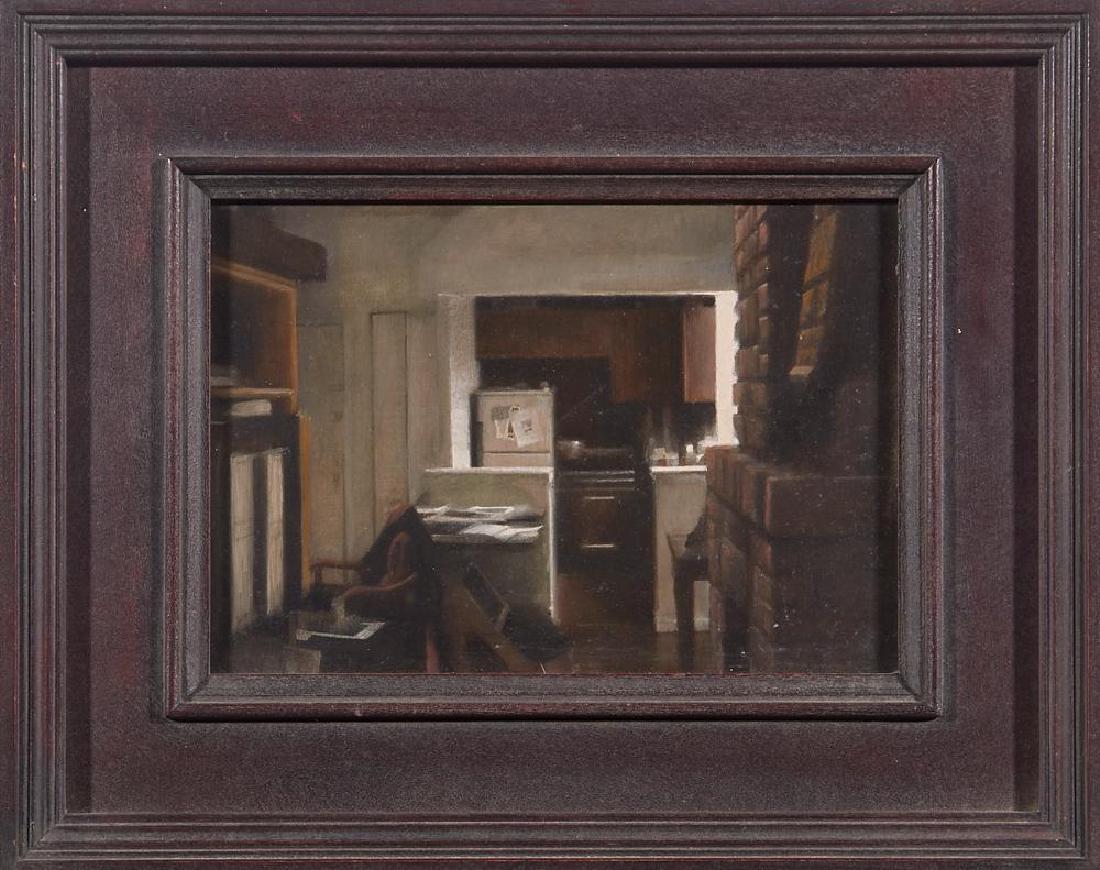 Michael Grimaldi (born 1971): Artist: Michael Grimaldi Title: Interior Size: Artwork: 6 1/2 x 9 Frame: 11 x 13 1/2 Created: 2001 Medium: Oil on panel