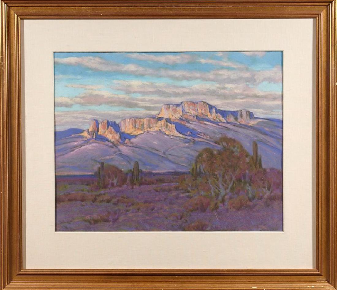 Raymond Nott (1888-1948): Artist: Raymond Nott Title: Red Cliff - Near Jerome, Arizona Size: Artwork: 18 x 24 Frame: 30 1/2 x 35 Medium: Pastel