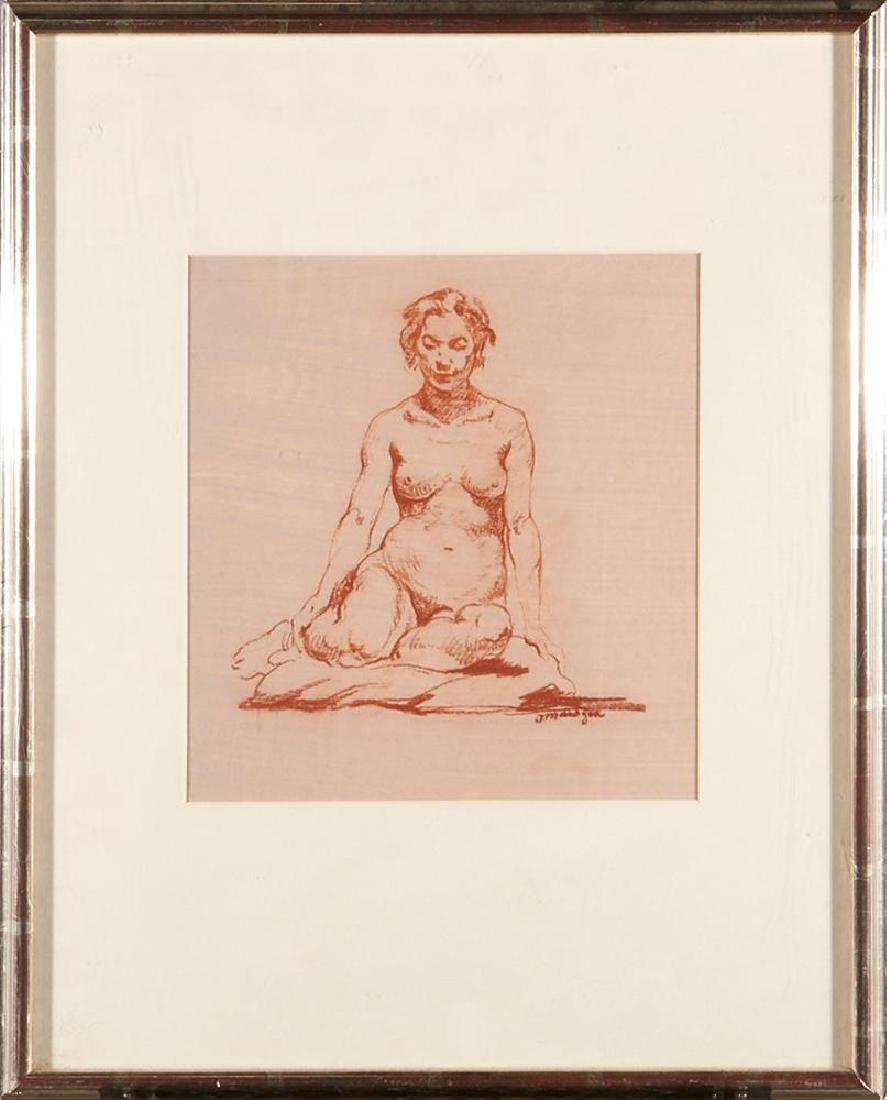 Jacques Maroger (1884-1962): Artist: Jacques Maroger Title: Nude Signature: Signed bottom right Size: Artwork: 10 1/2 x 10 Frame: 21 1/4 x 17 Medium: Crayon