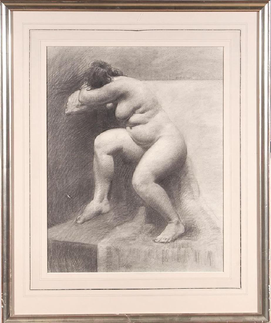 Will Wilson (born 1957): Artist: Will Wilson Title: Study for Seated Nude Signature: Signed upper right Size: Artwork: 21 x 16 Frame: 30 1/4 x 25 Created: 1984 Medium: Charcoal on paper