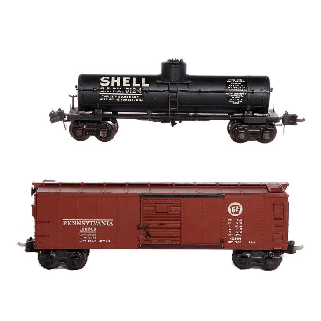 Lionel Prewar Semi-Scale 2955 SHELL TankCar+2954 Boxcar (1 of 5)