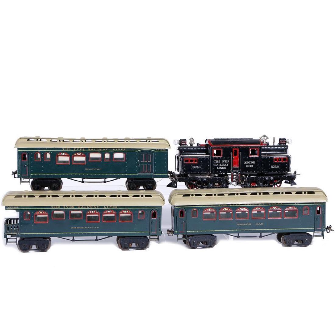 Ives #1 Gauge 3240 Locomotive with 3 Passenger Cars (1 of 5)