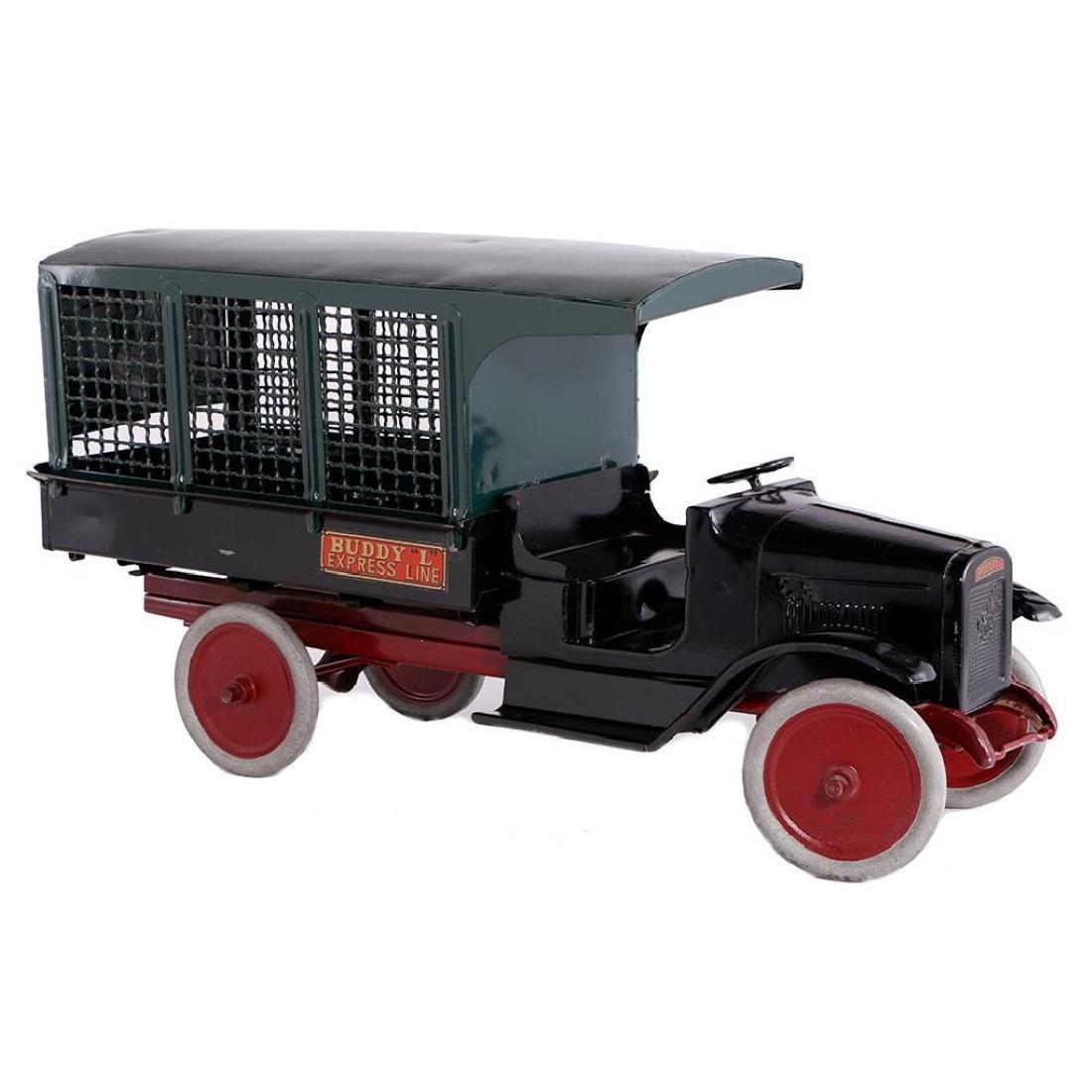 Buddy-L Express Line Pressed Steel Truck: Large 25" pressed steel Buddy-L Express Line truck, restored, C7.