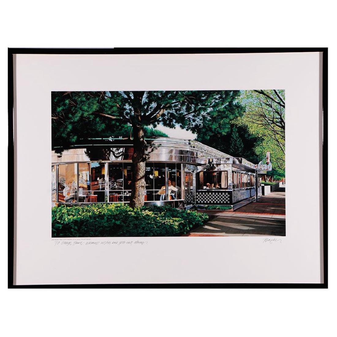 John BAEDER (1938): Artist: John Baeder Title: Fog City Diner Signature: Lower right margin Artwork: 14 3/4 x 23 3/4 inches Frame: 24 1/2 x 32 1/2 inches Created: 1991 Medium: Lithograph