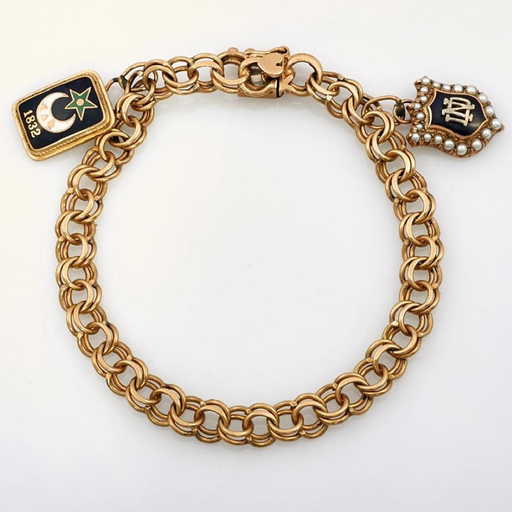 14k Gold Charm Bracelet With Two 10k Charms