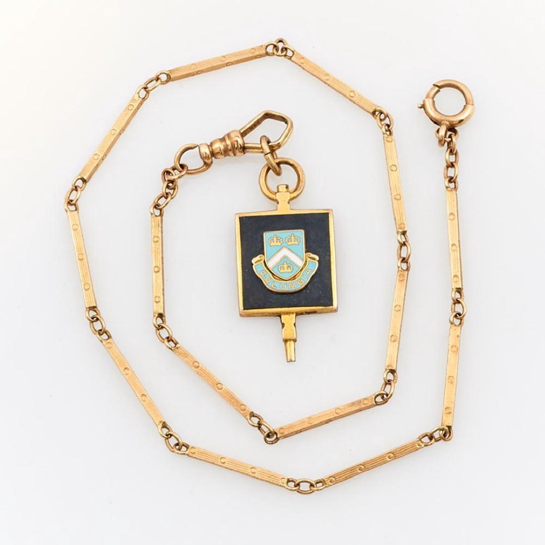 14k gold watch chain and 10k gold and enamel 1953 pin (1 of 2)