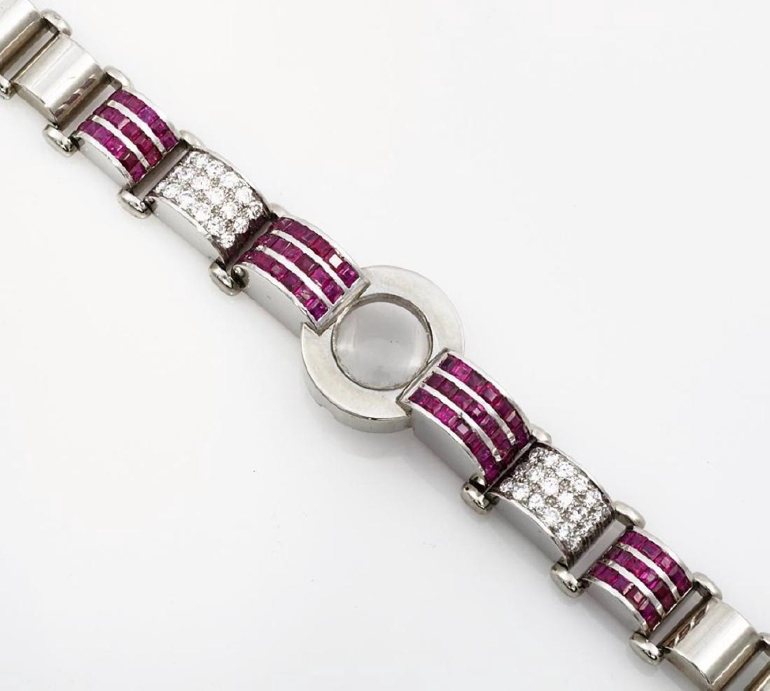 Diamond, ruby and white gold watch bracelet (1 of 1)
