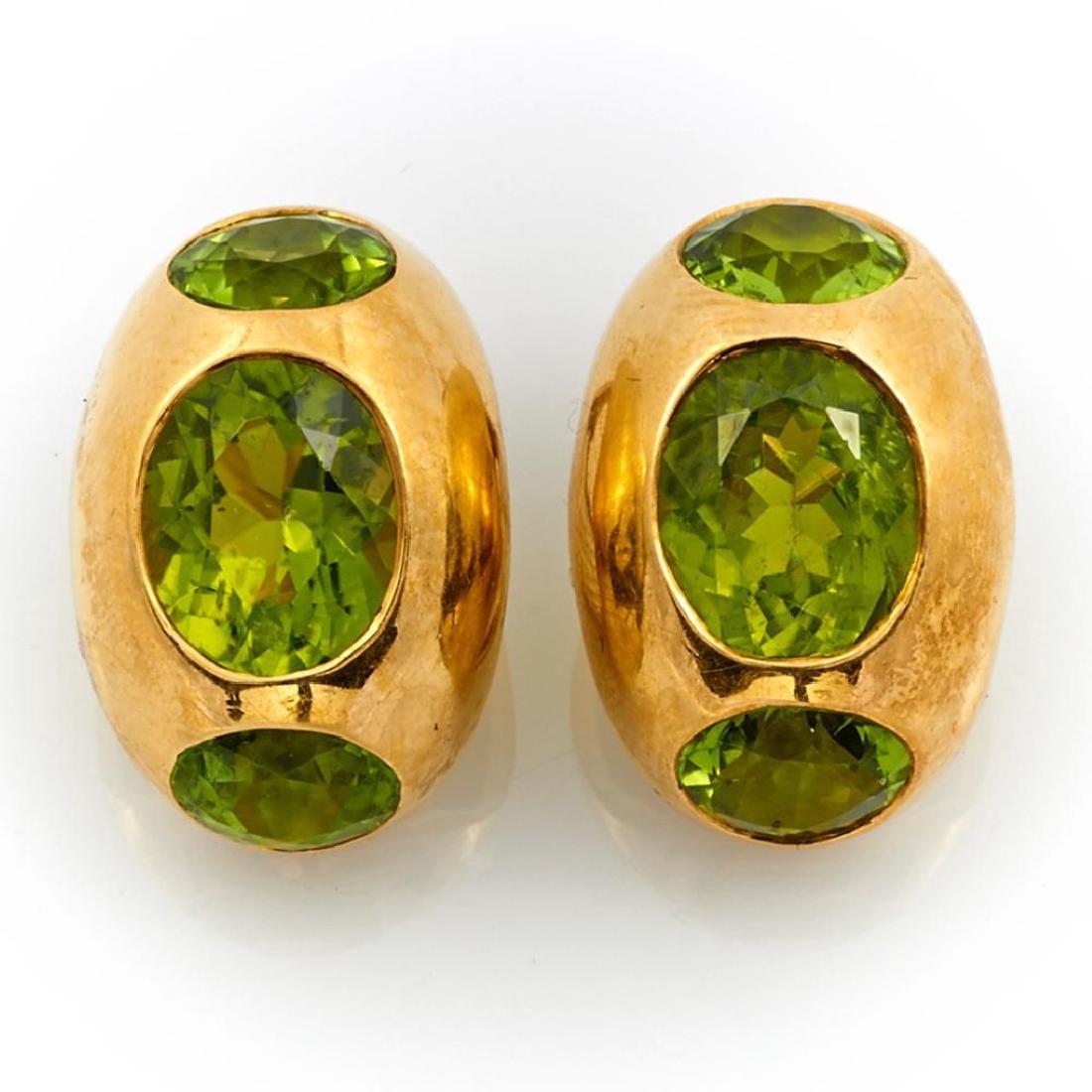 Pair of peridot and 18k gold clip earrings, Gumps (1 of 2)