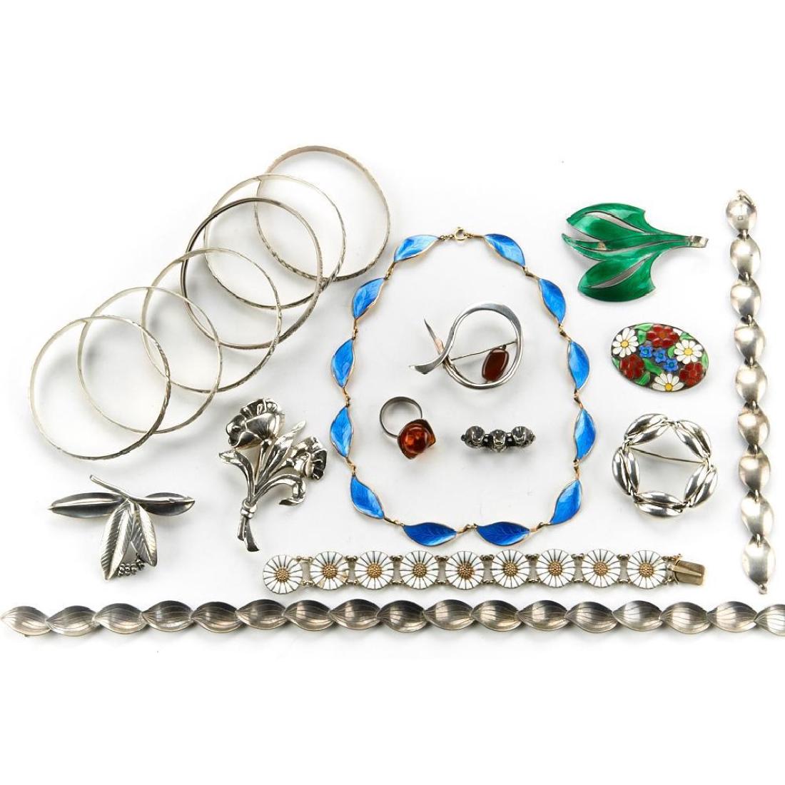 Enamel, amber and silver Scandinavian jewelry (1 of 1)