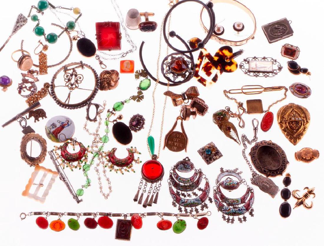 60+ antique and vintage silver and costume jewelry: Collection of 60+ antique and vintage silver and costume jewelry Buyer pays shipping cost. (PLEASE GET A QUOTE ON THIS LOT.) For this auction, shipping is being provided by World Air and Ocean Service