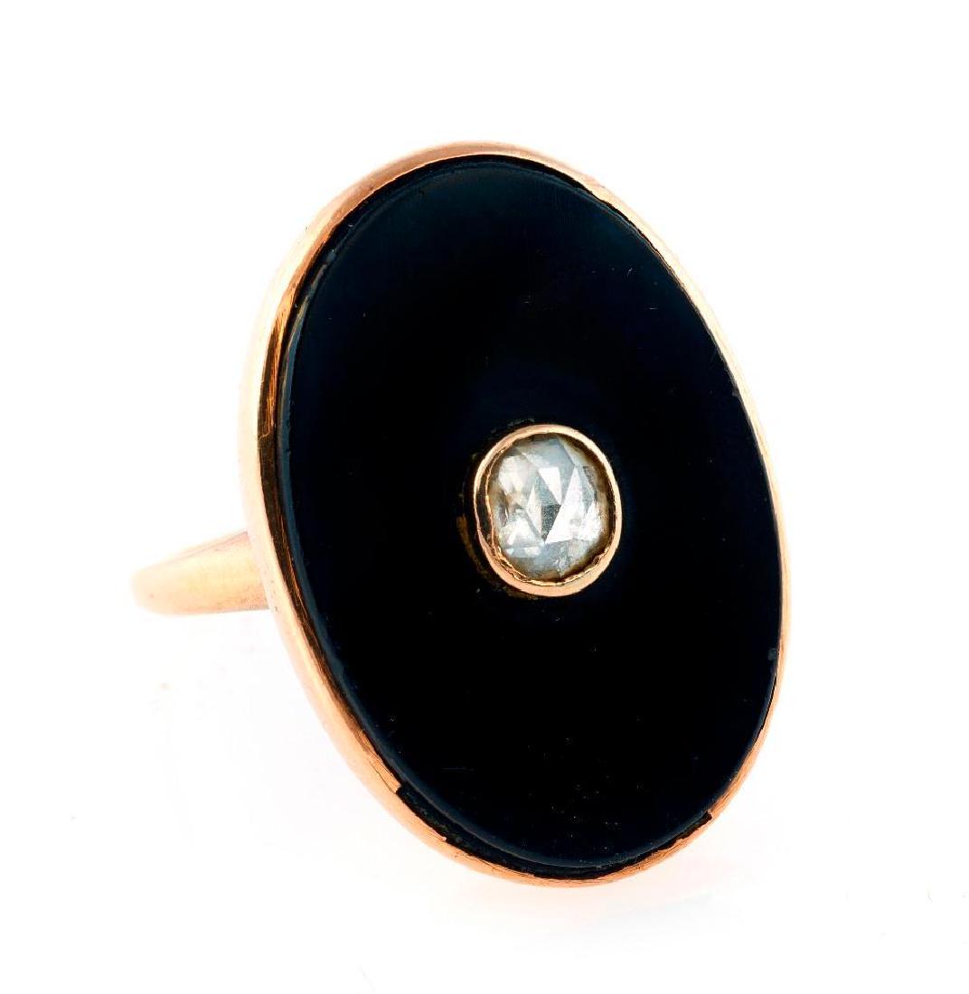 Victorian rose-cut diamond, onyx and 14k gold ring (1 of 1)
