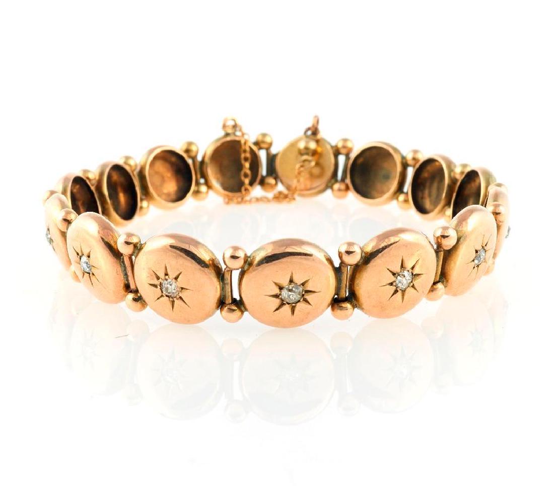 Diamond and 10k gold link bracelet (1 of 1)