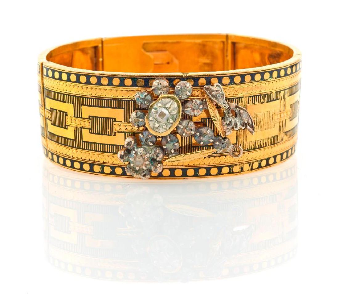 Victorian enamel, diamond, gold and silver bracelet (1 of 1)