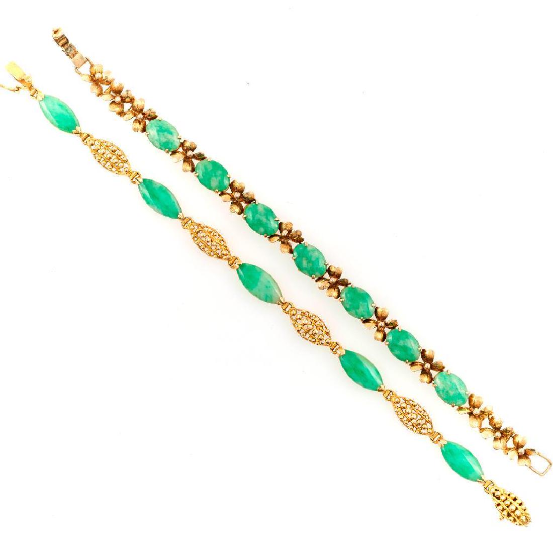 Two jade and 14k gold link bracelets (1 of 1)