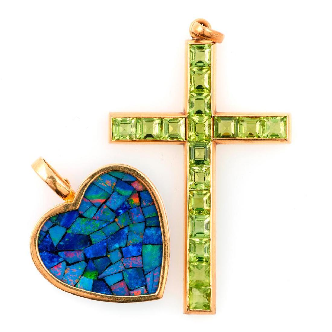 Two gem-set and 14k gold pendants (1 of 1)