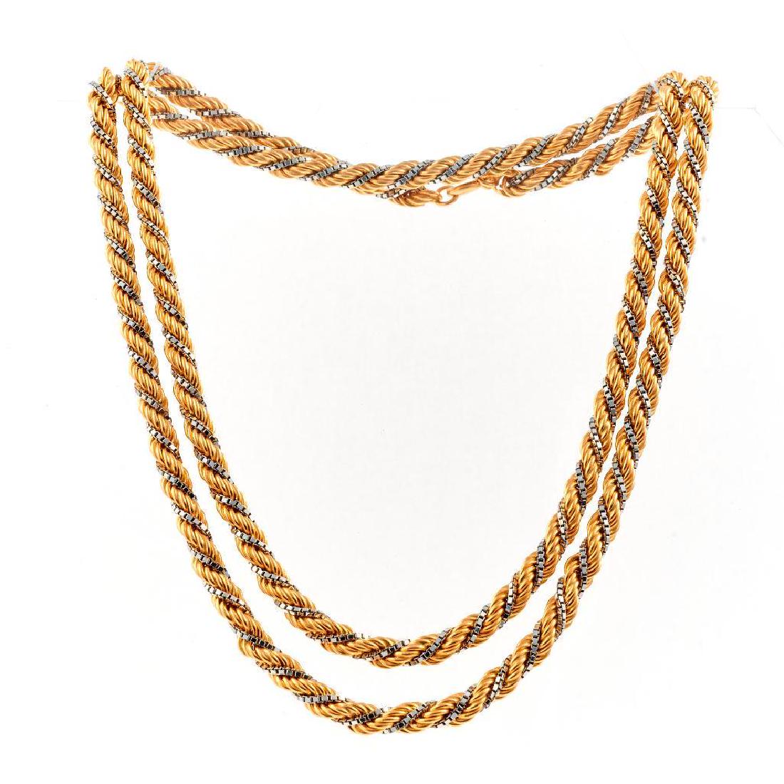 18k Gold twotone rope chain