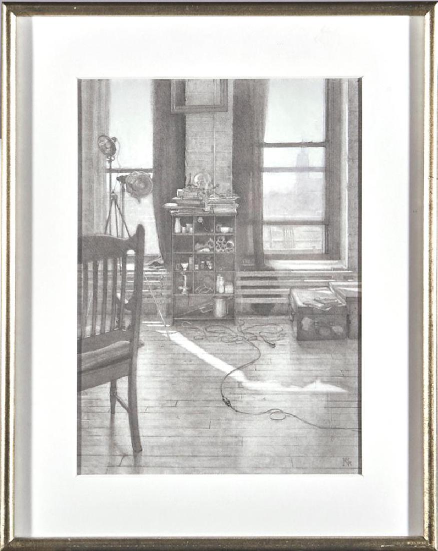 Nicholas M. Raynolds: Artist: Nicholas M. Raynolds. Title: Studio Interior Study. Size: Artwork: 15 x 11 inches. Frame: 21 x 16 3/4 inches. Created: 2007. Medium: Graphite & Gouache on Paper.