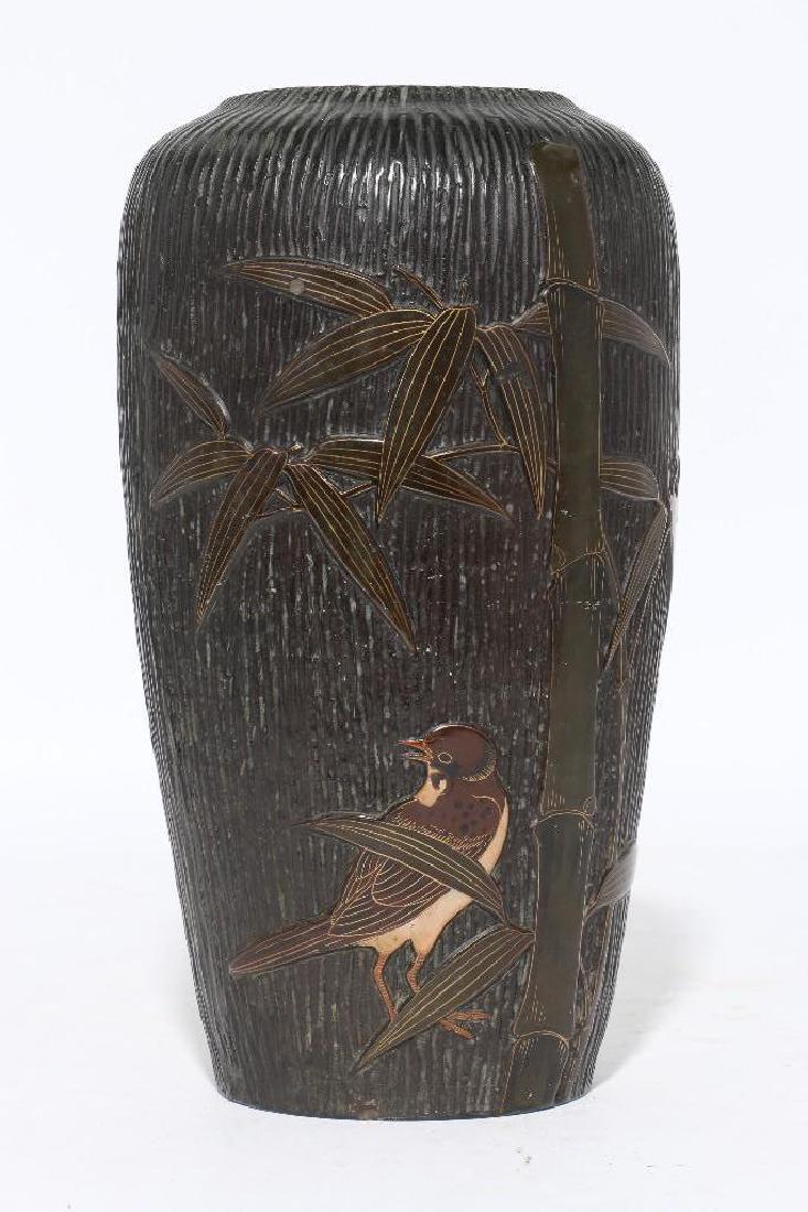 JAPANESE BRONZE VASE: JAPANESE MEIJI BRONZE VASE. Marked: Made in Nippon. Height: 12 inches.