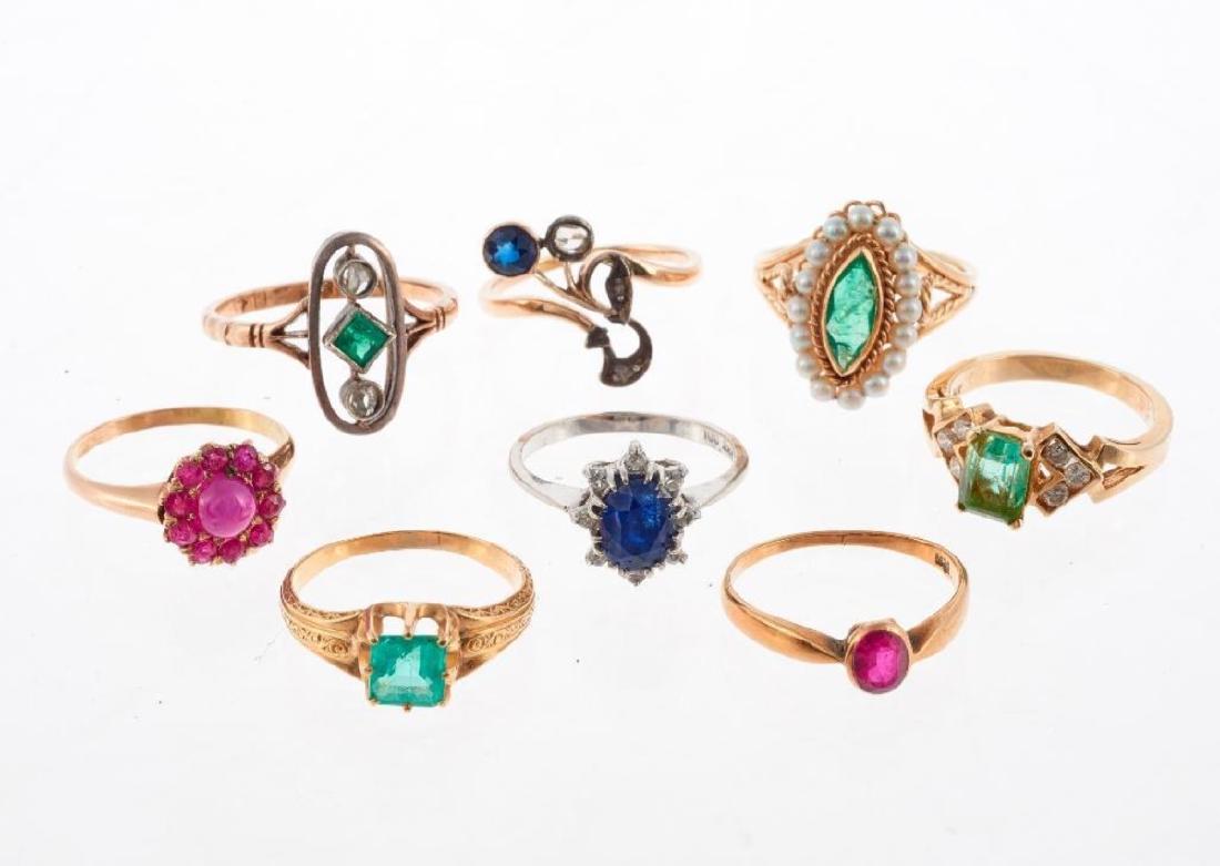 Collection of 8 gem-set and 14k gold rings (1 of 1)