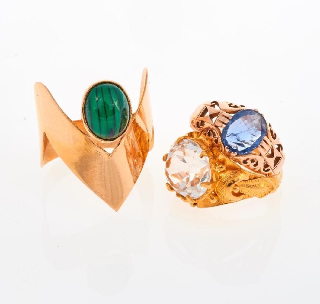 Three gem-set, high karat and 18k gold rings (1 of 1)